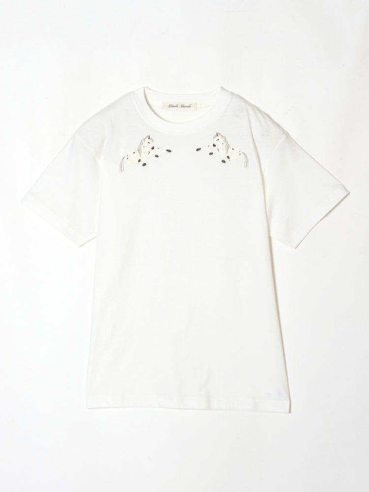 Two horse T-shirt White【stock】