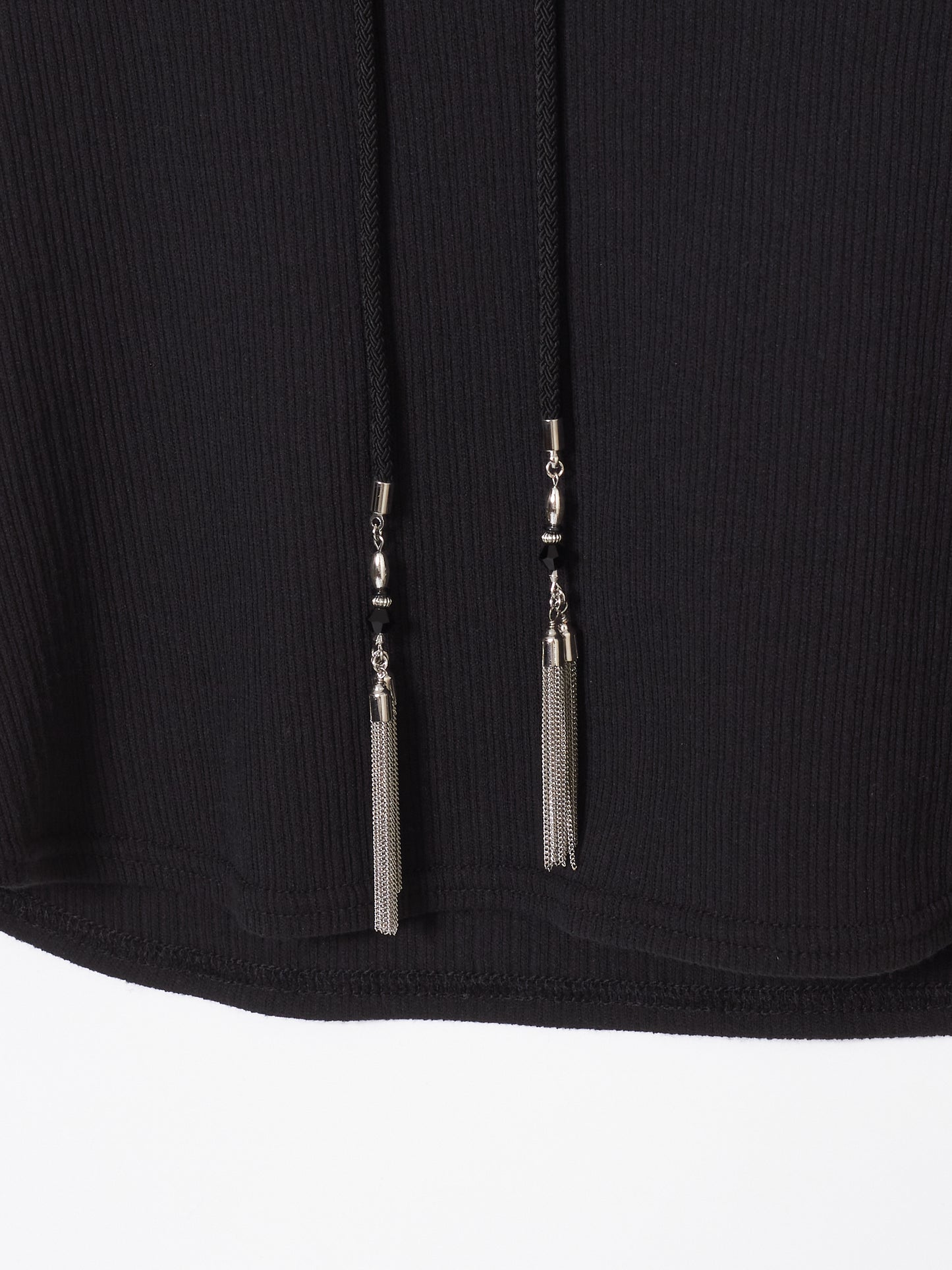 silver tassel random rib camisole  Black【Delivery in December 2023】