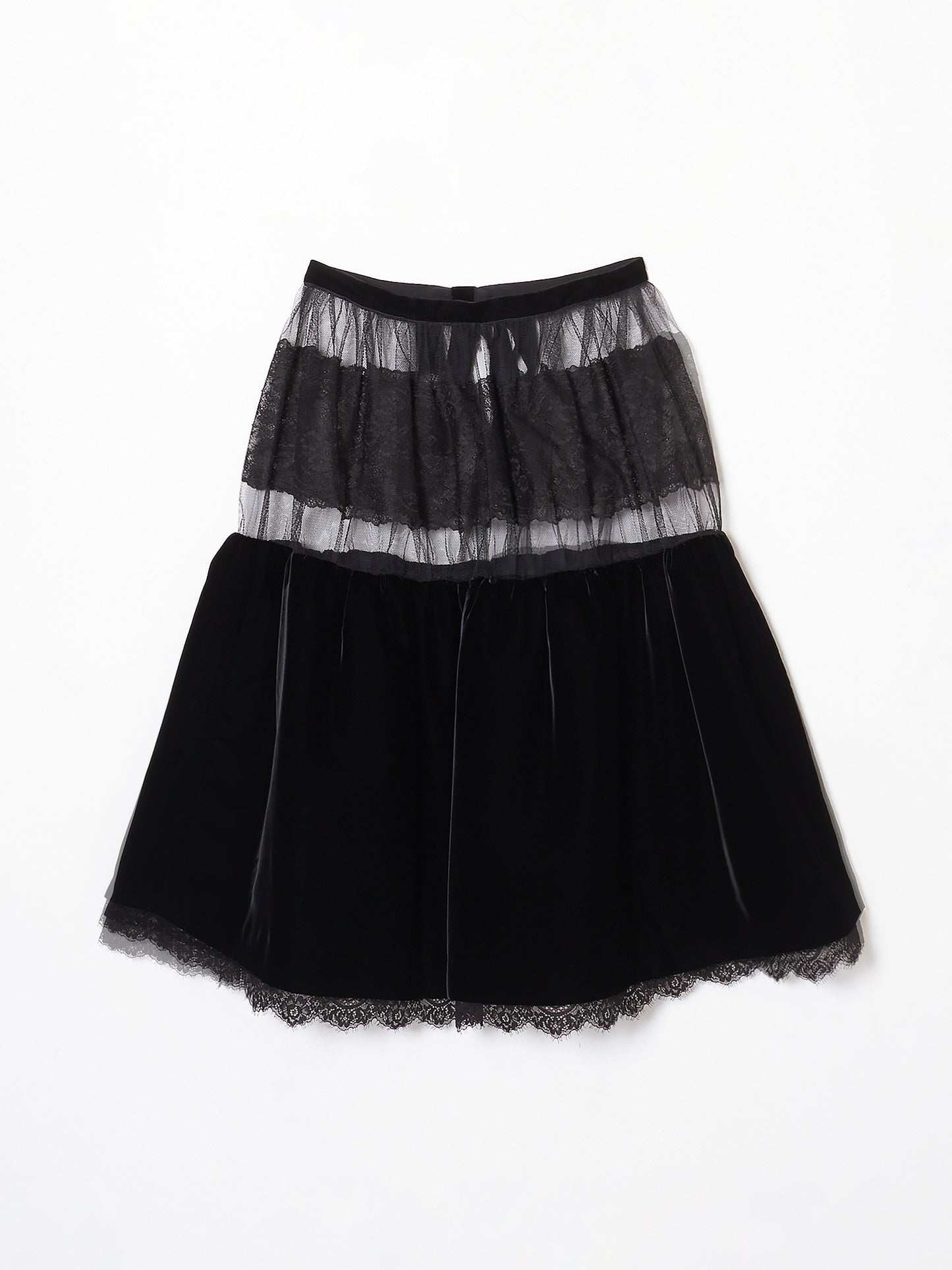 Black lace velvet voluminous skirt【Delivery in April  2023】