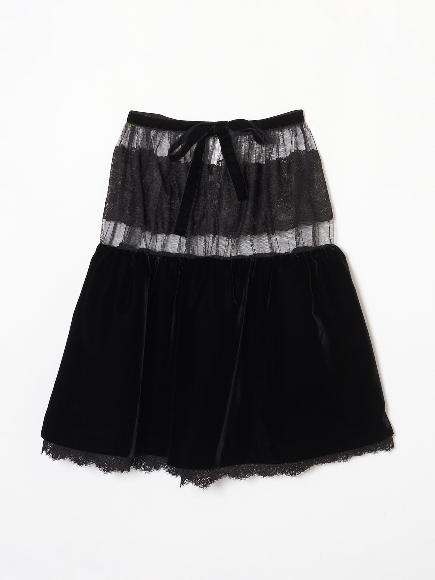 Black lace velvet voluminous skirt【Delivery in April  2023】