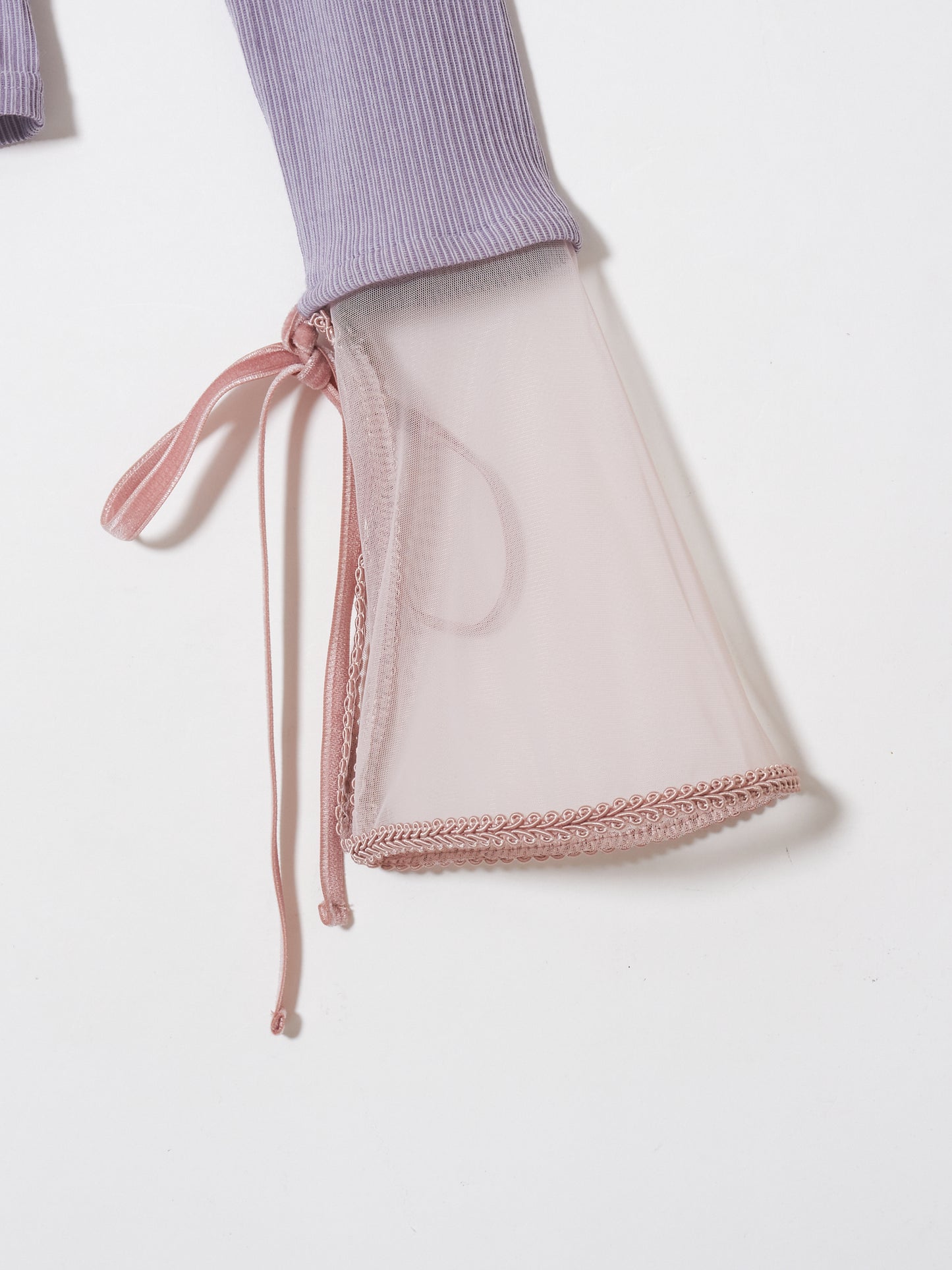sheer sleeve random rib cardigan Lavender【Delivery in  December 2023】
