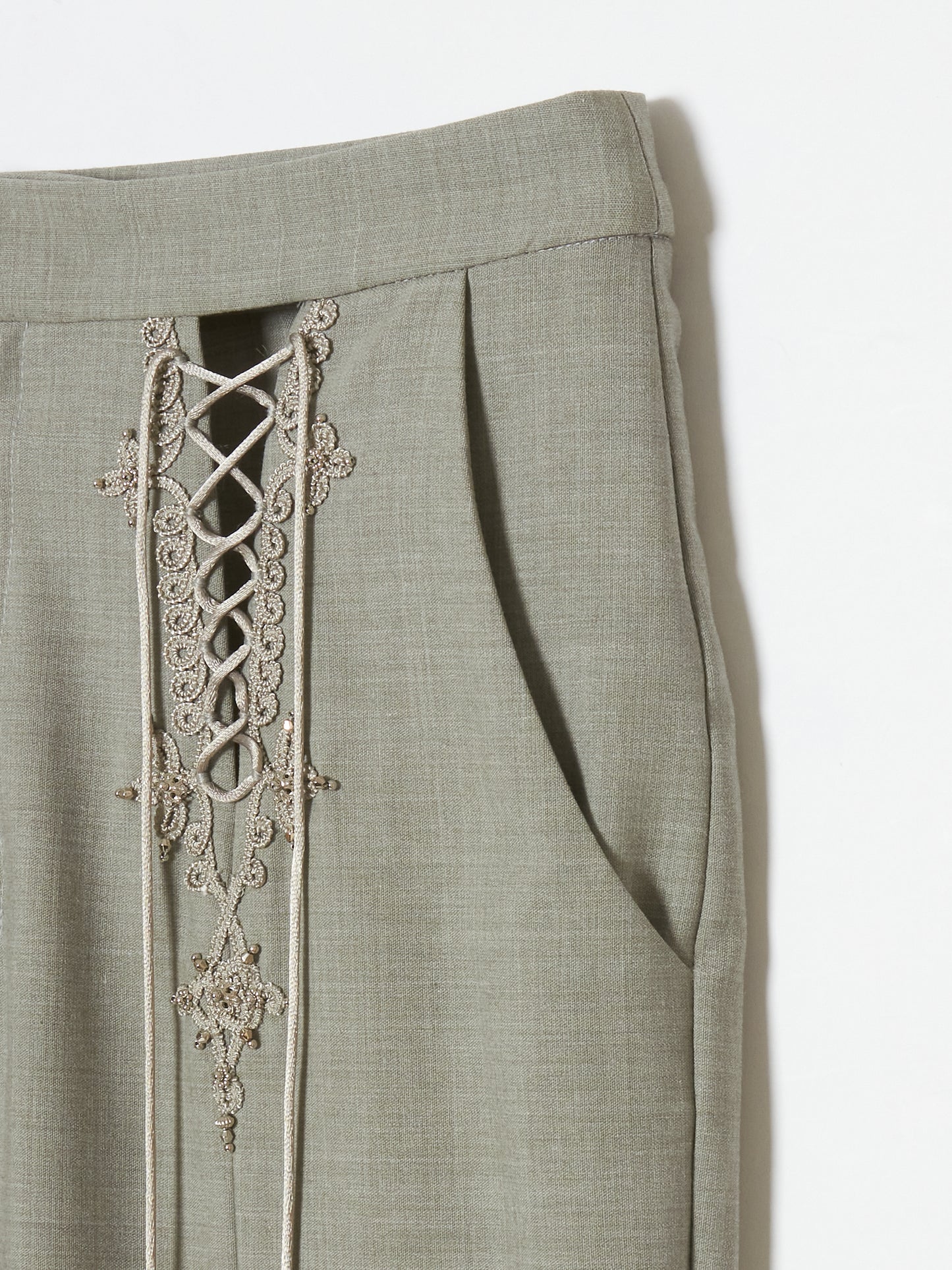lace up darts straight pants【Delivery in May 2024】