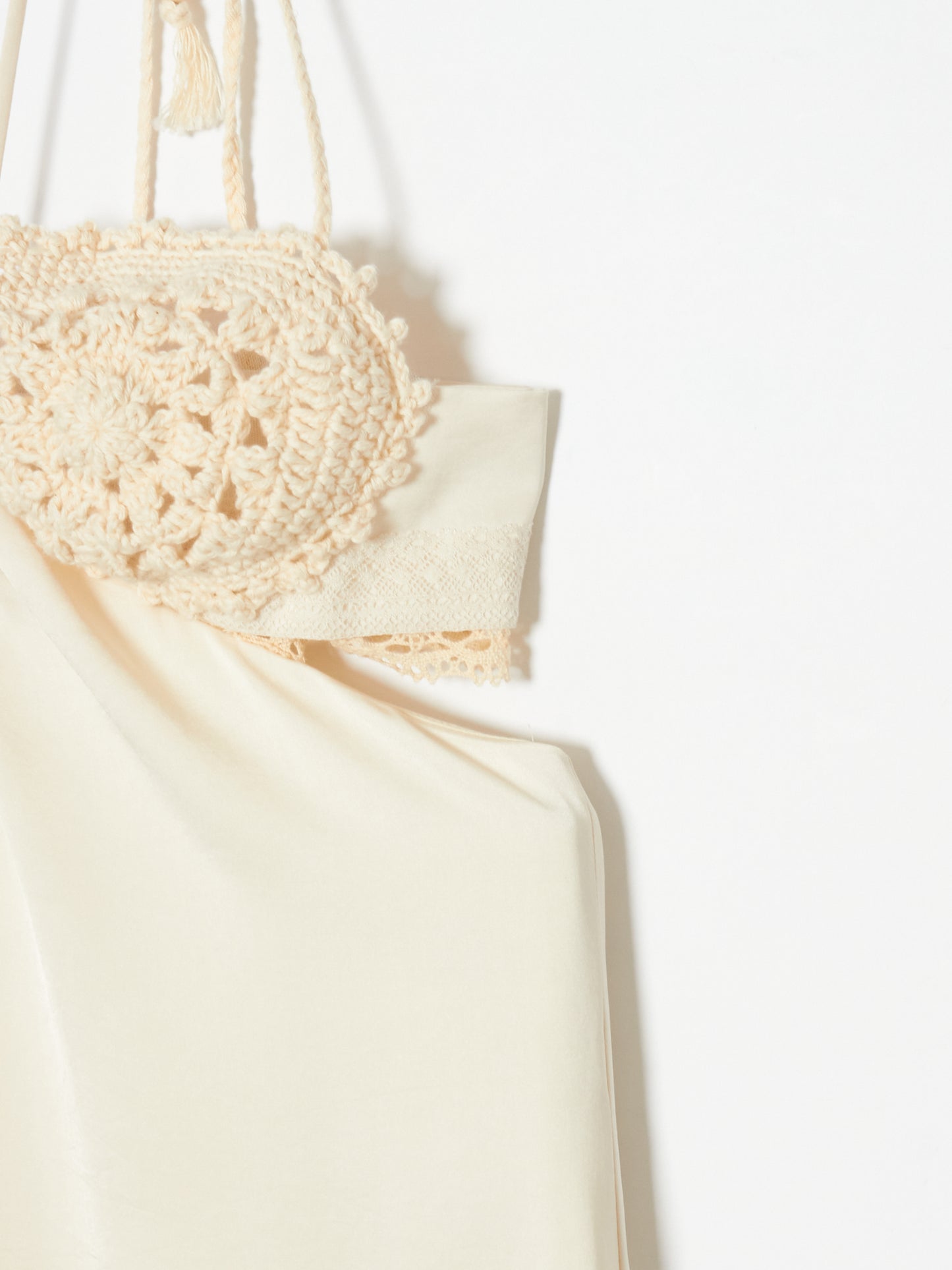 crochet knit bra satin camisole dress【Delivery in April 2024】