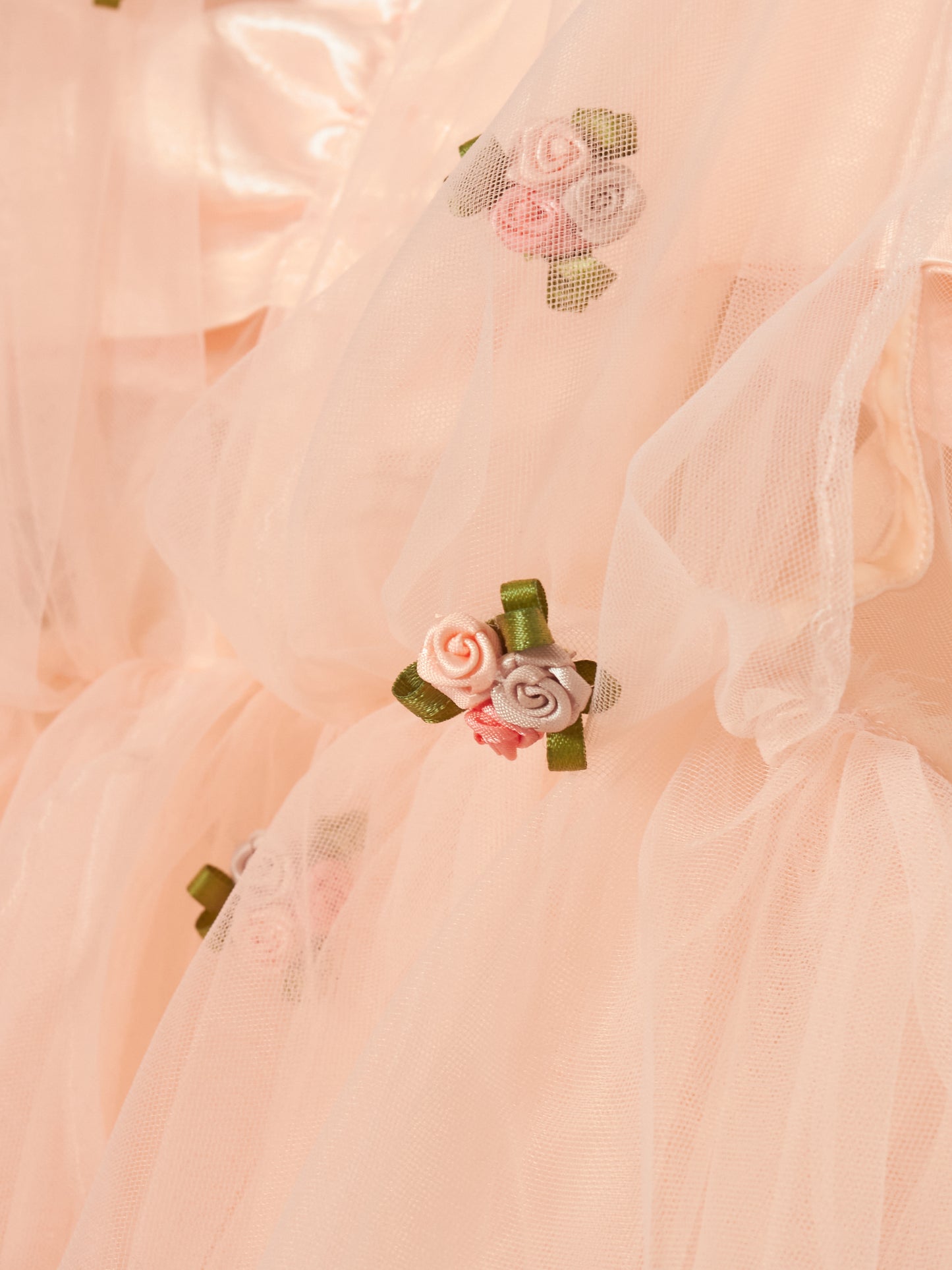ribbon rose tull dress【Delivery in April 2024】