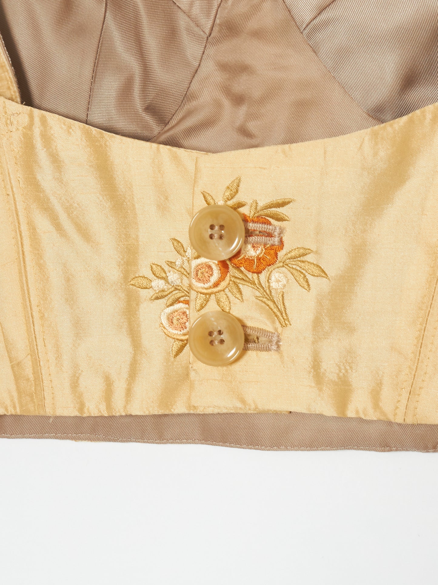 flower embroidery vintage silk bustier【Delivery in February 2024】
