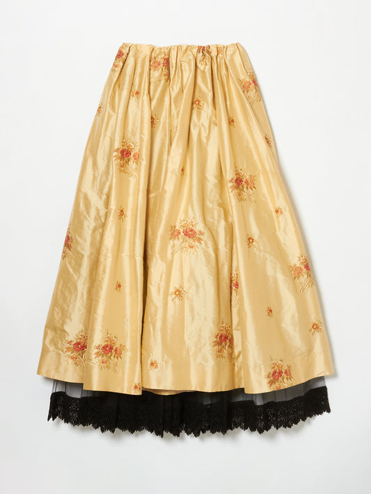 flower embroidery vintage silk skirt【Delivery in February 2024】