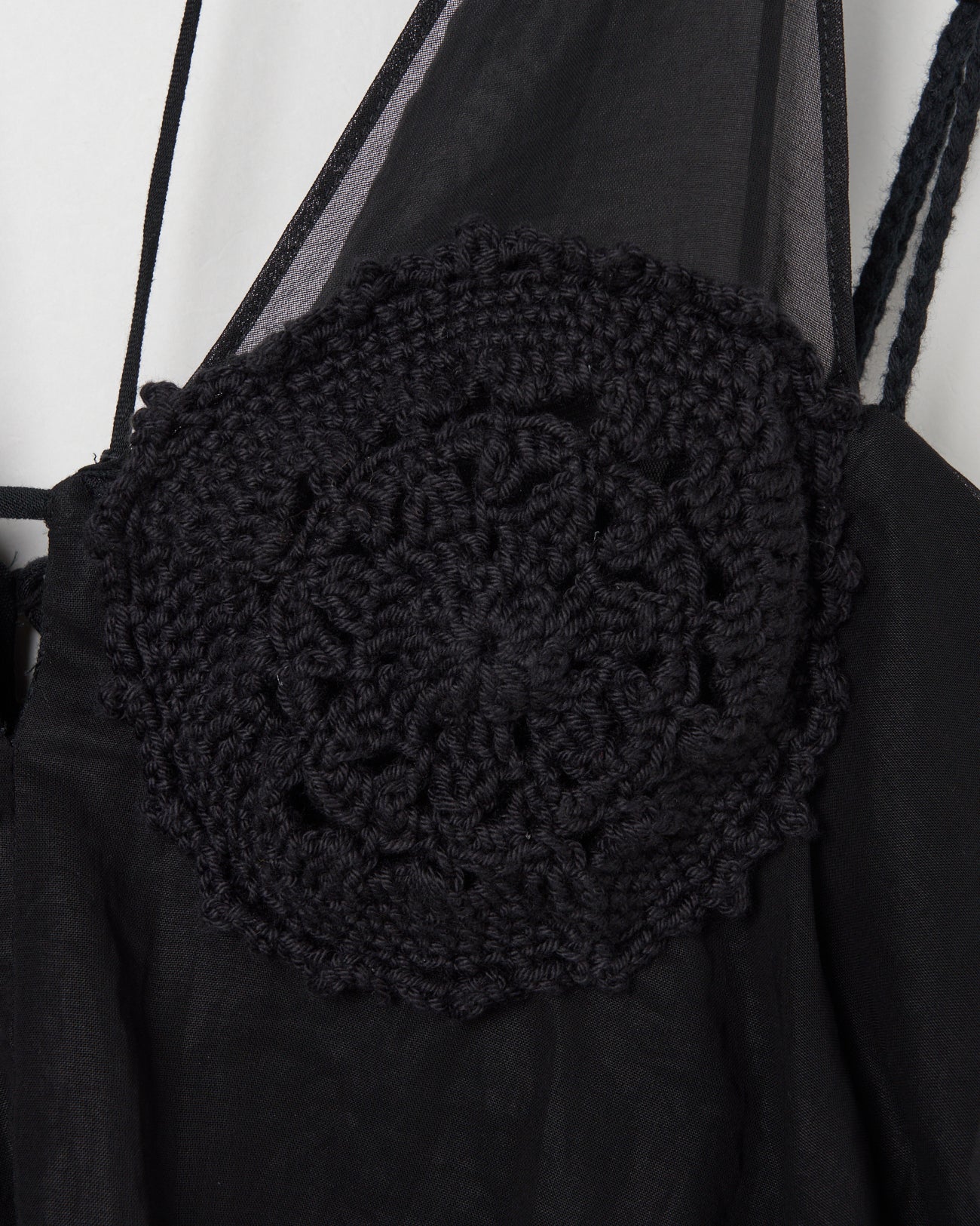 crochet knit bra sheer camisole black 【Delivery in July 2024】