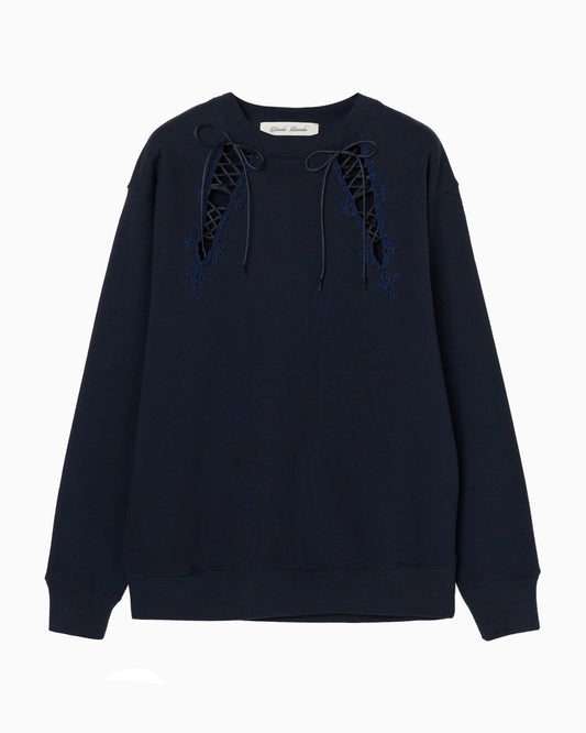 【STUDIOUS Special item】lace up darts pullover Navy【Delivery in February 2024】