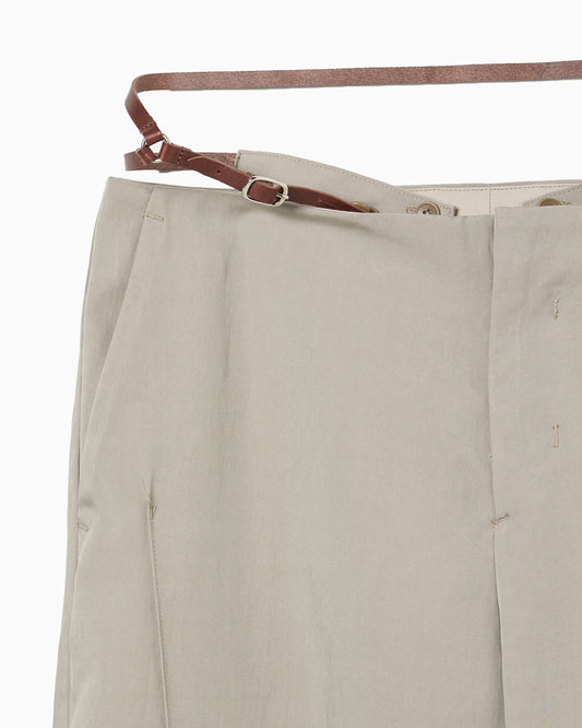 low rise leather belted pants Sand beige【Delivery in July 2024】