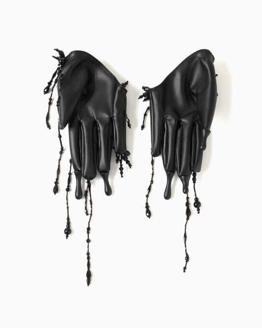 black melt faux leather gloves【Delivery in July 2024】