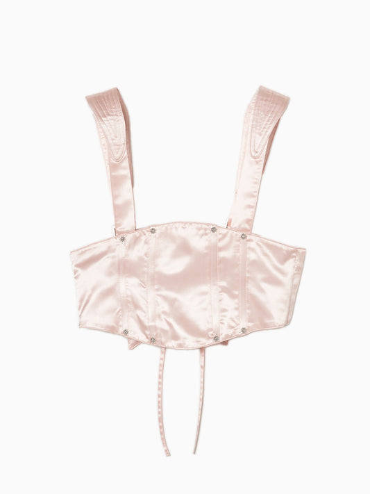 pink satin shoulder stitch corset【Delivery in July 2024】