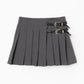 silver buckle pleats skirt【stock】