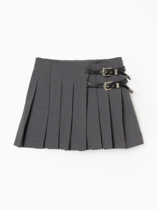 silver buckle pleats skirt【Delivery in July 2024】