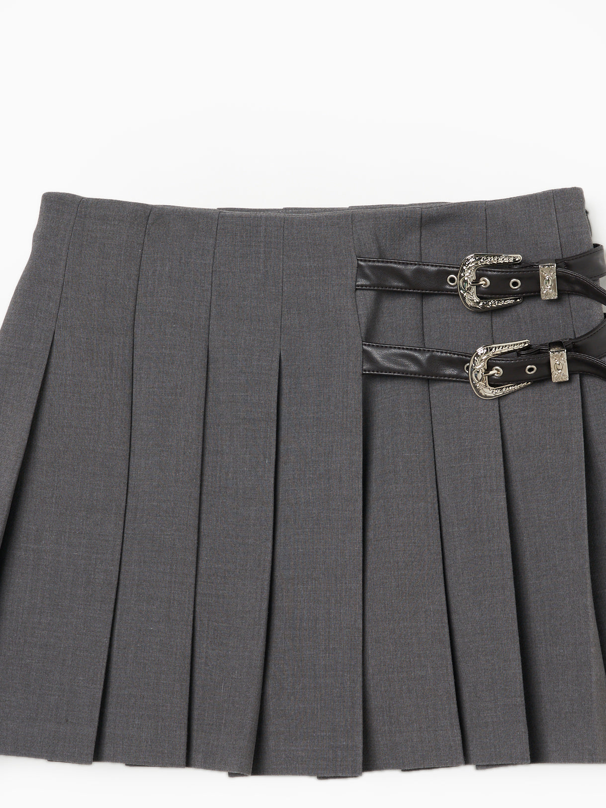 silver buckle pleats skirt【Delivery in July 2024】