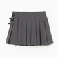 silver buckle pleats skirt【stock】