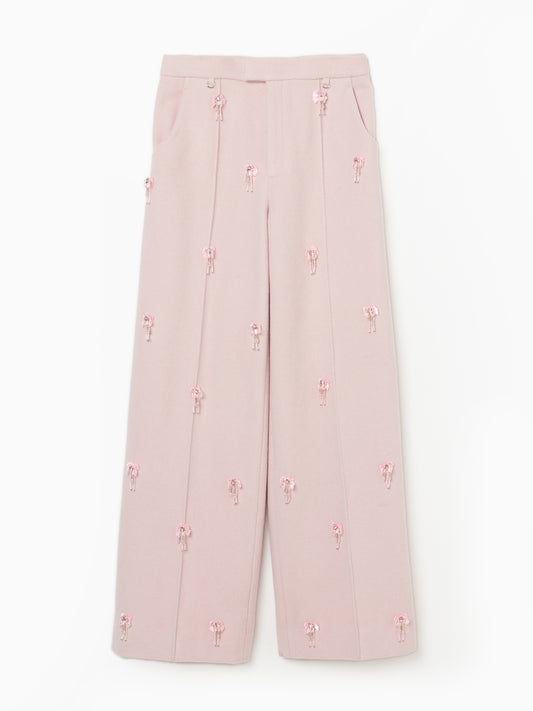 baby pink beaded ribbon pants【Delivery in July 2024】