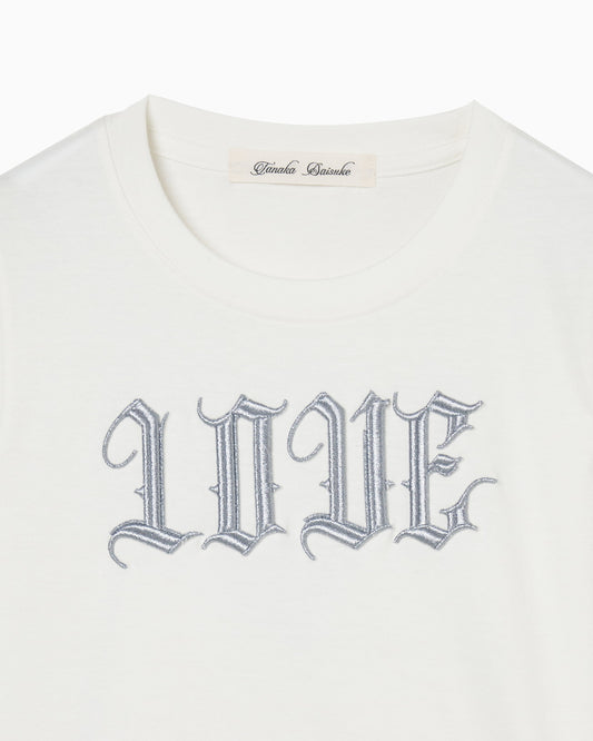 LOVE glitter T-shirt mini White× Silver【stock】