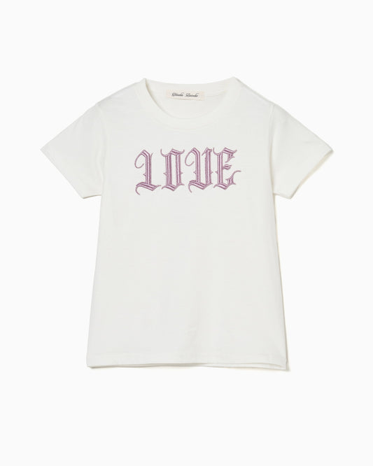 LOVE glitter T-shirt mini White× Pink【stock】