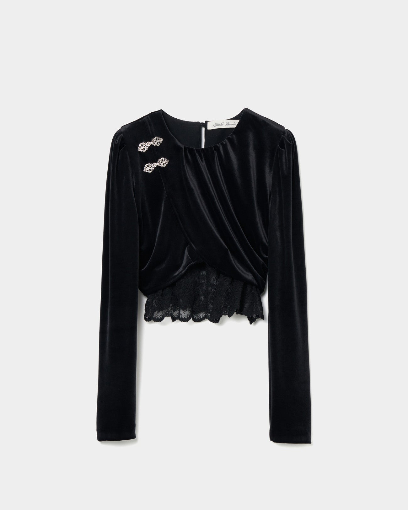 gather neck velour tops Black【Delivery in February 2025】