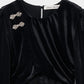 gather neck velour tops Black【Delivery in February 2025】