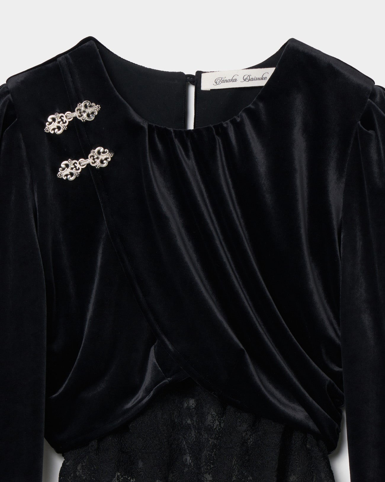 gather neck velour tops Black【Delivery in February 2025】