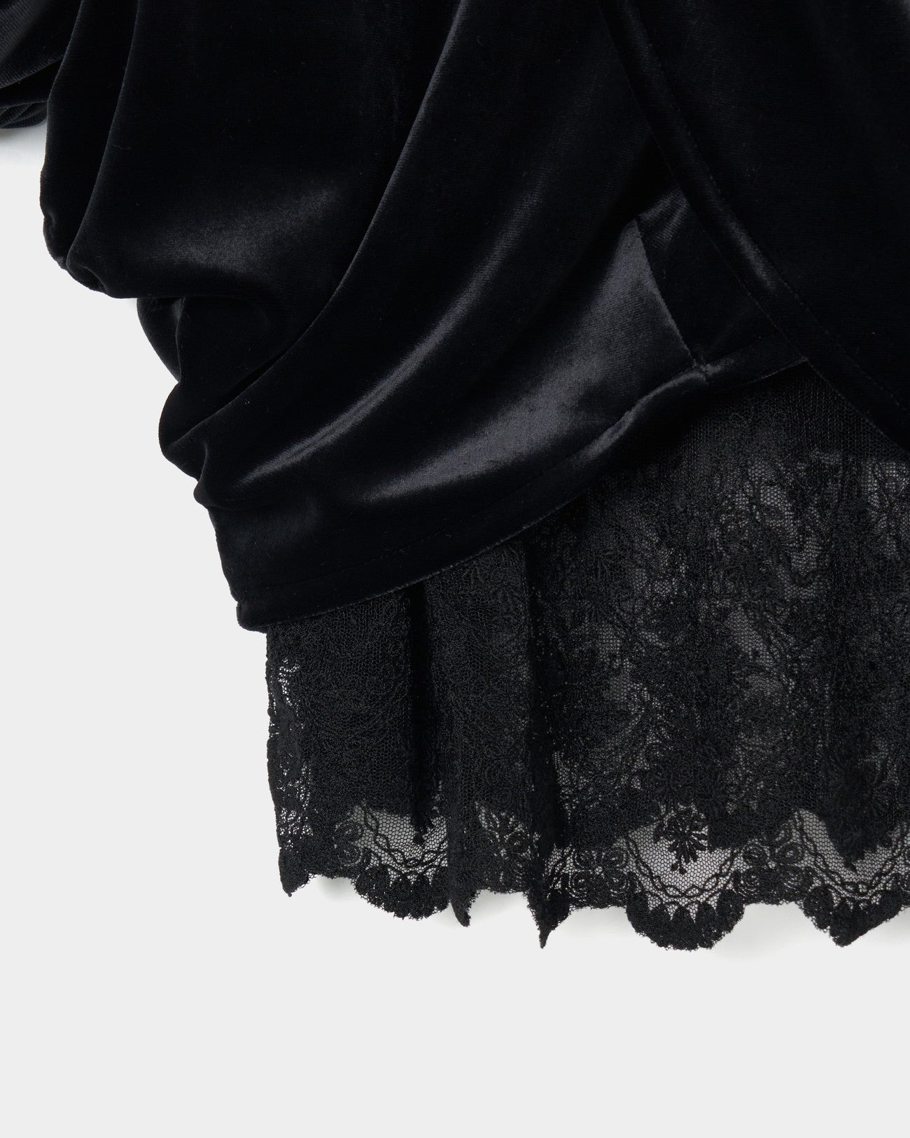 gather neck velour tops Black【Delivery in February 2025】