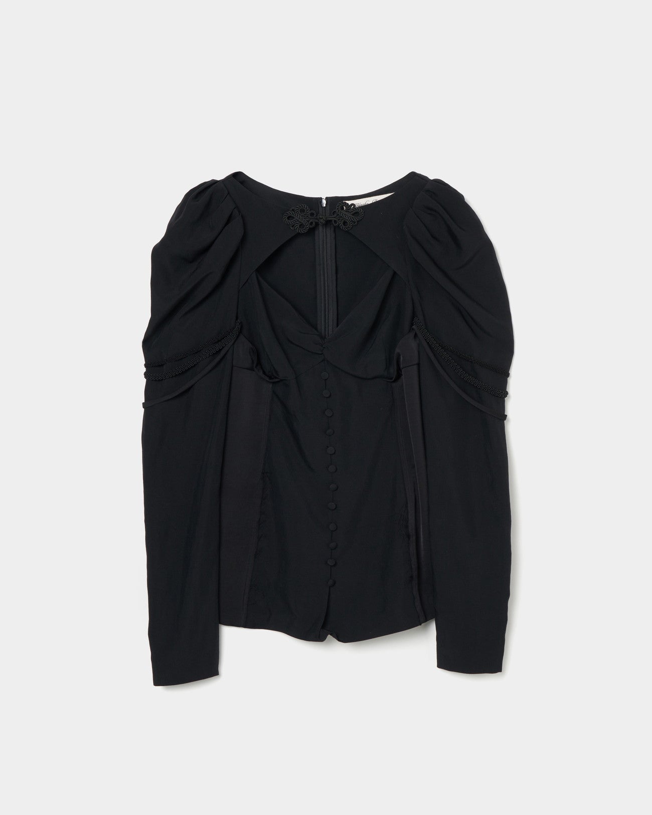 layered bra puff sleeve blouse Black【Delivery in February 2025】