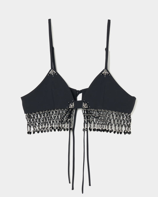 beads fringe bra Black【Delivery in May 2025】