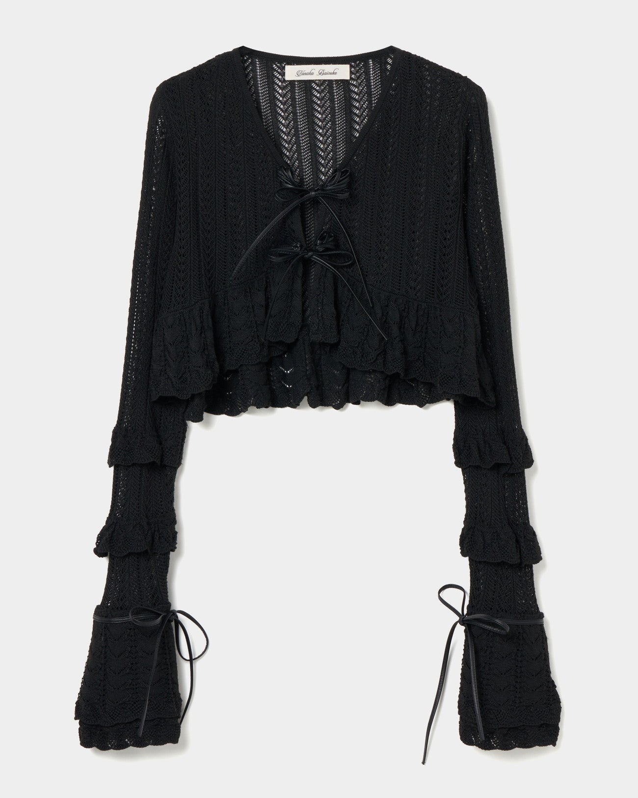 double ribbon knit cardigan Black【Delivery in February 2025】