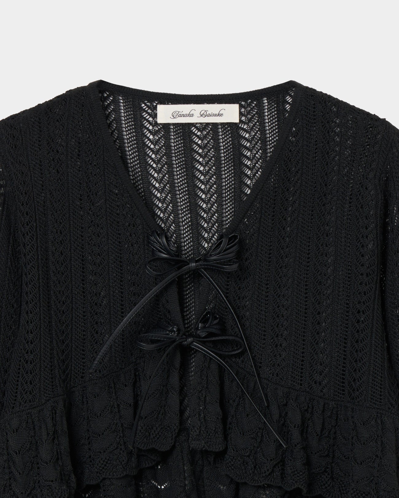 double ribbon knit cardigan Black【Delivery in February 2025】