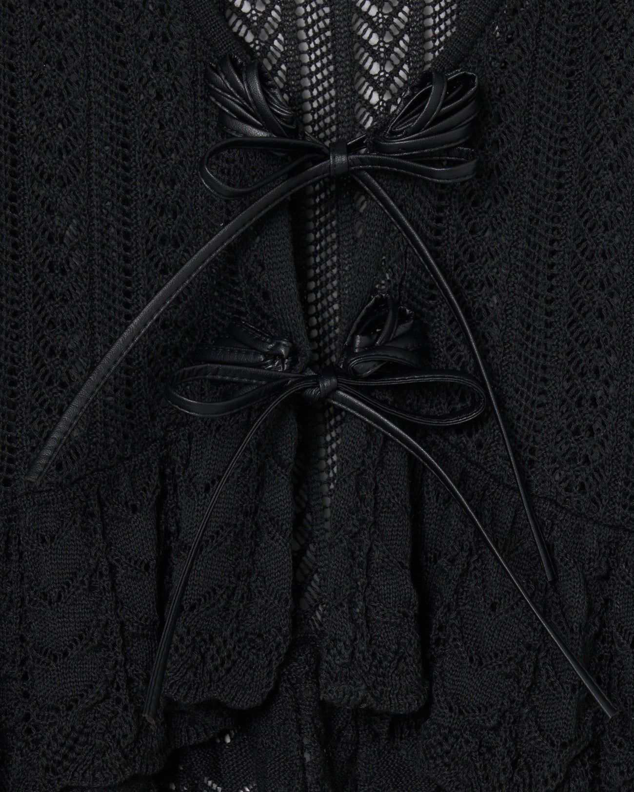 double ribbon knit cardigan Black【Delivery in February 2025】