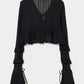 double ribbon knit cardigan Black【Delivery in February 2025】