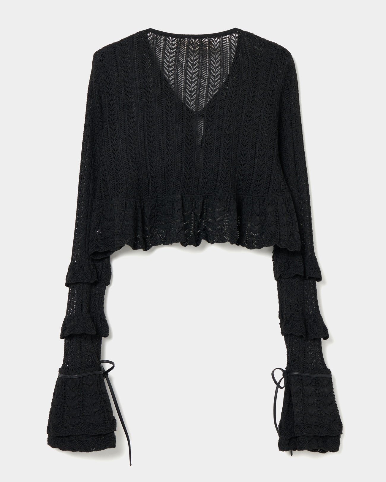 double ribbon knit cardigan Black【Delivery in February 2025】