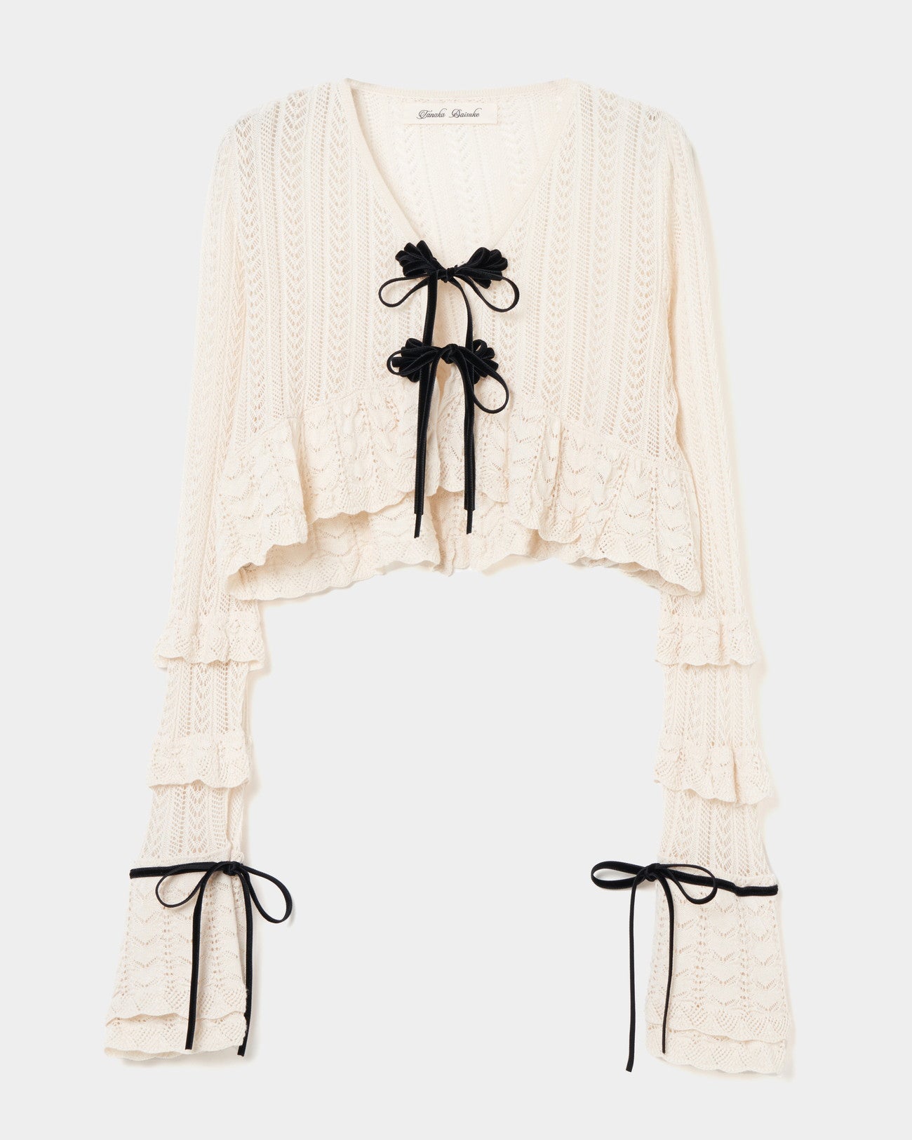 double ribbon knit cardigan Ivory【Delivery in February 2025】