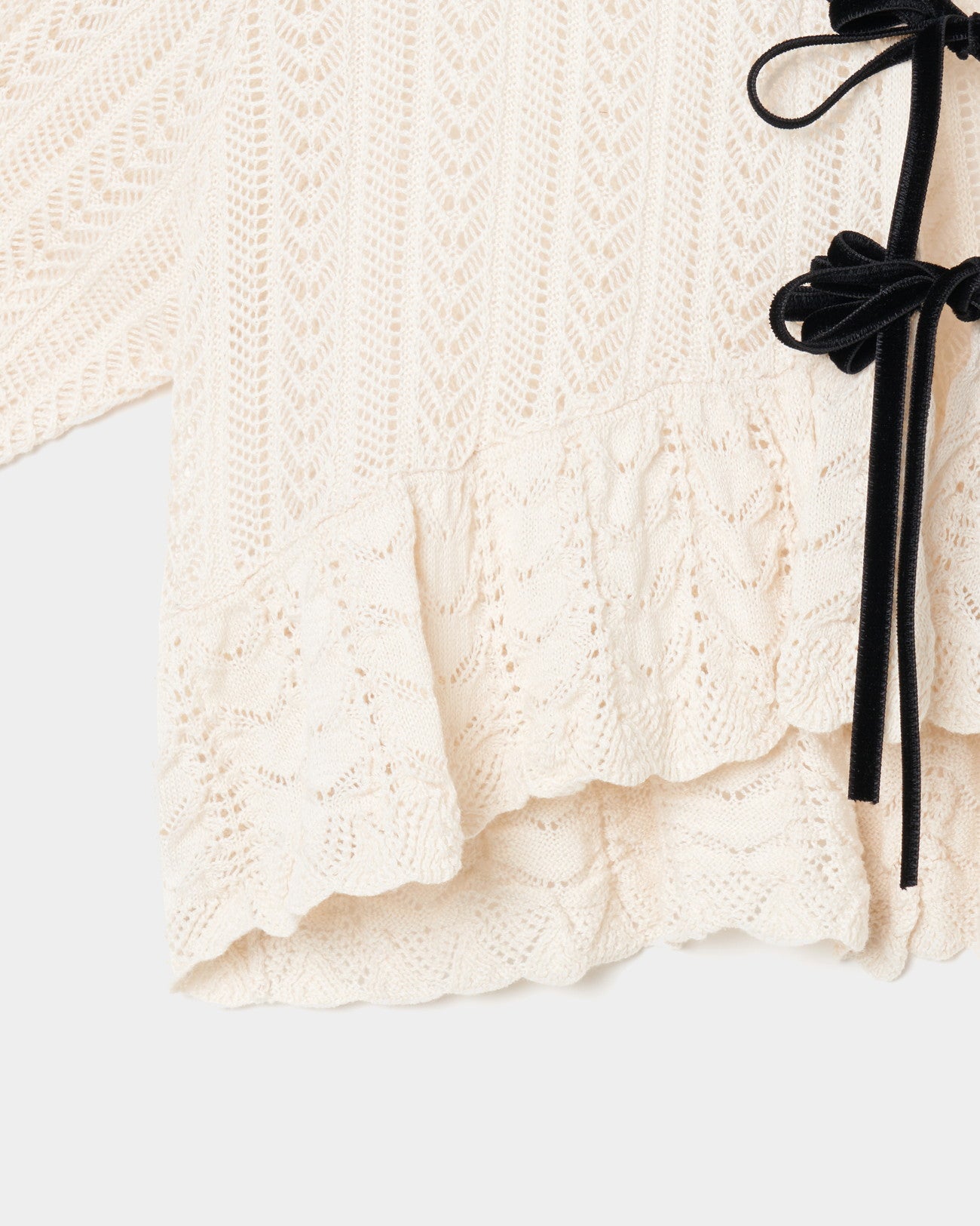 double ribbon knit cardigan Ivory【Delivery in February 2025】