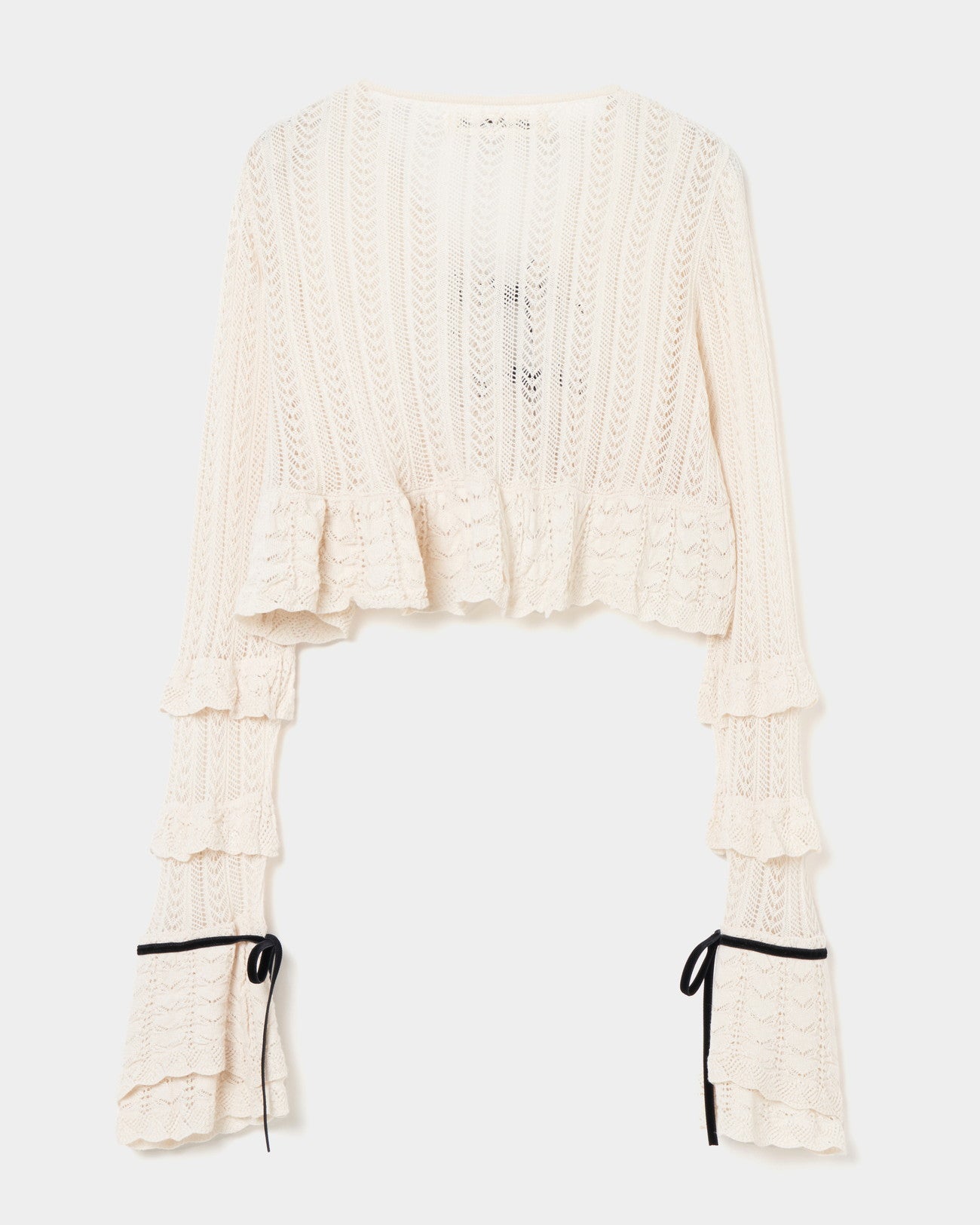 double ribbon knit cardigan Ivory【Delivery in February 2025】