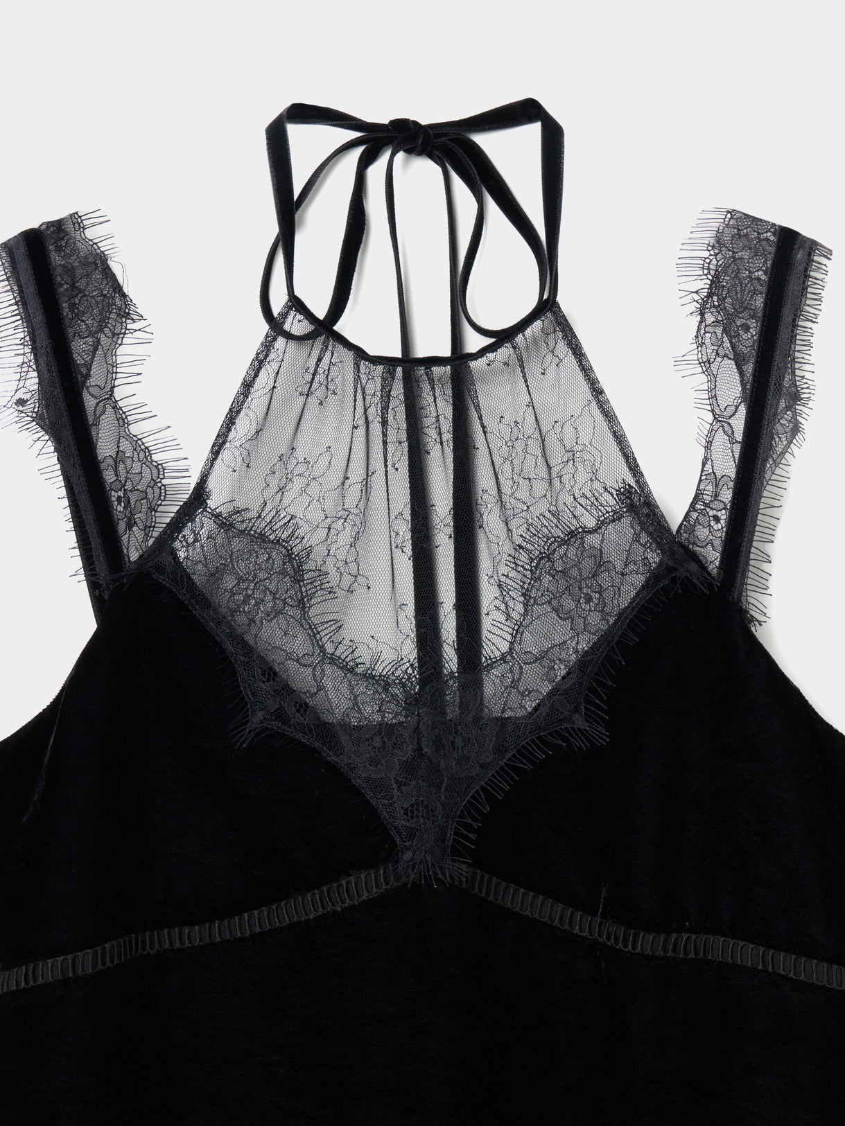 flower lace black velour camisole dress【Delivery in February 2025】