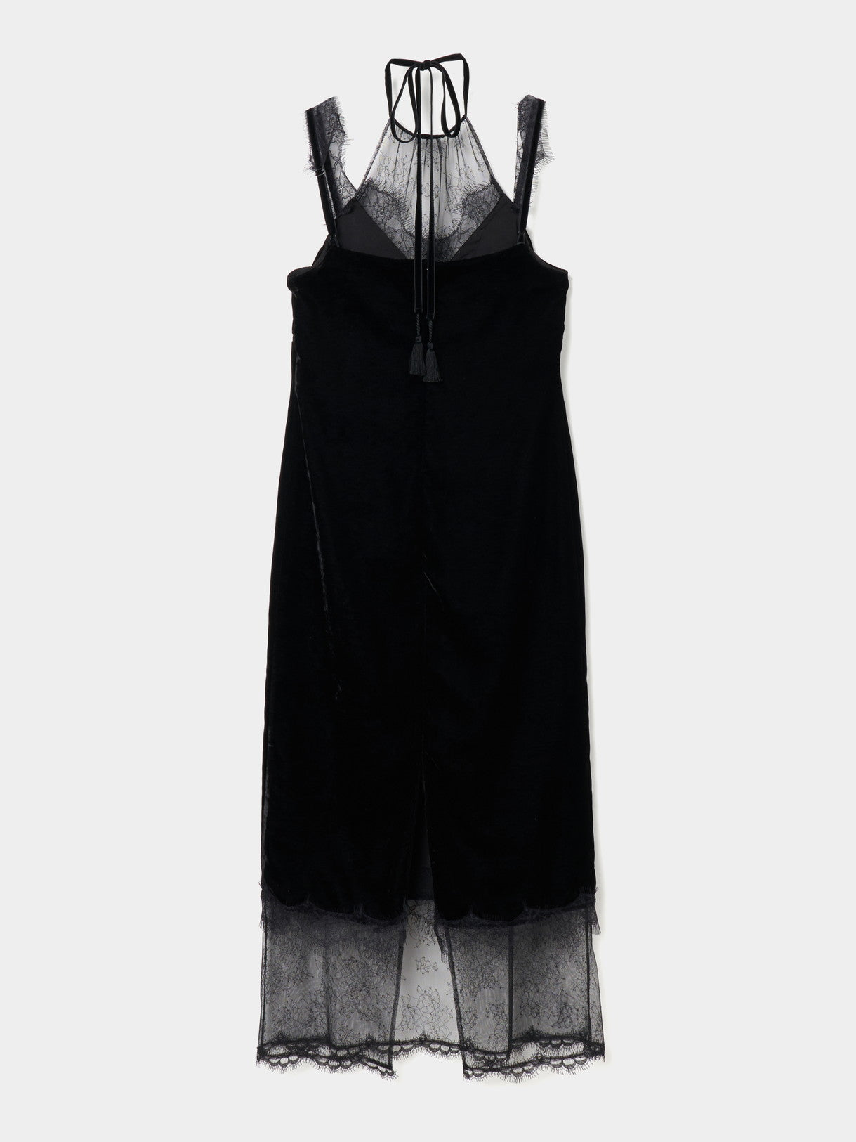 flower lace black velour camisole dress【Delivery in February 2025】