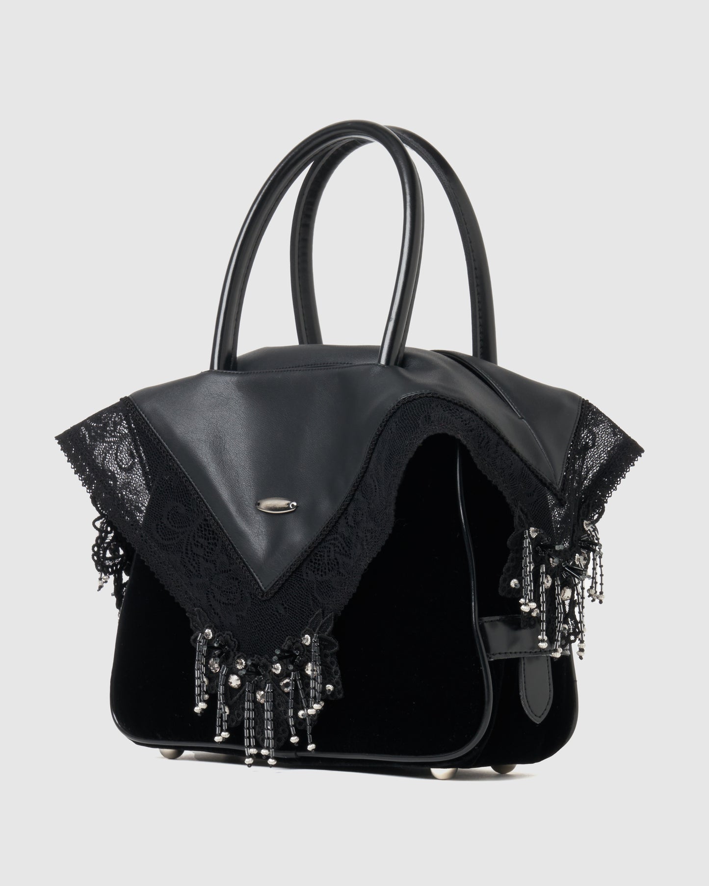 Black faux leather handkerchief handbag 【Delivery in June 2025】