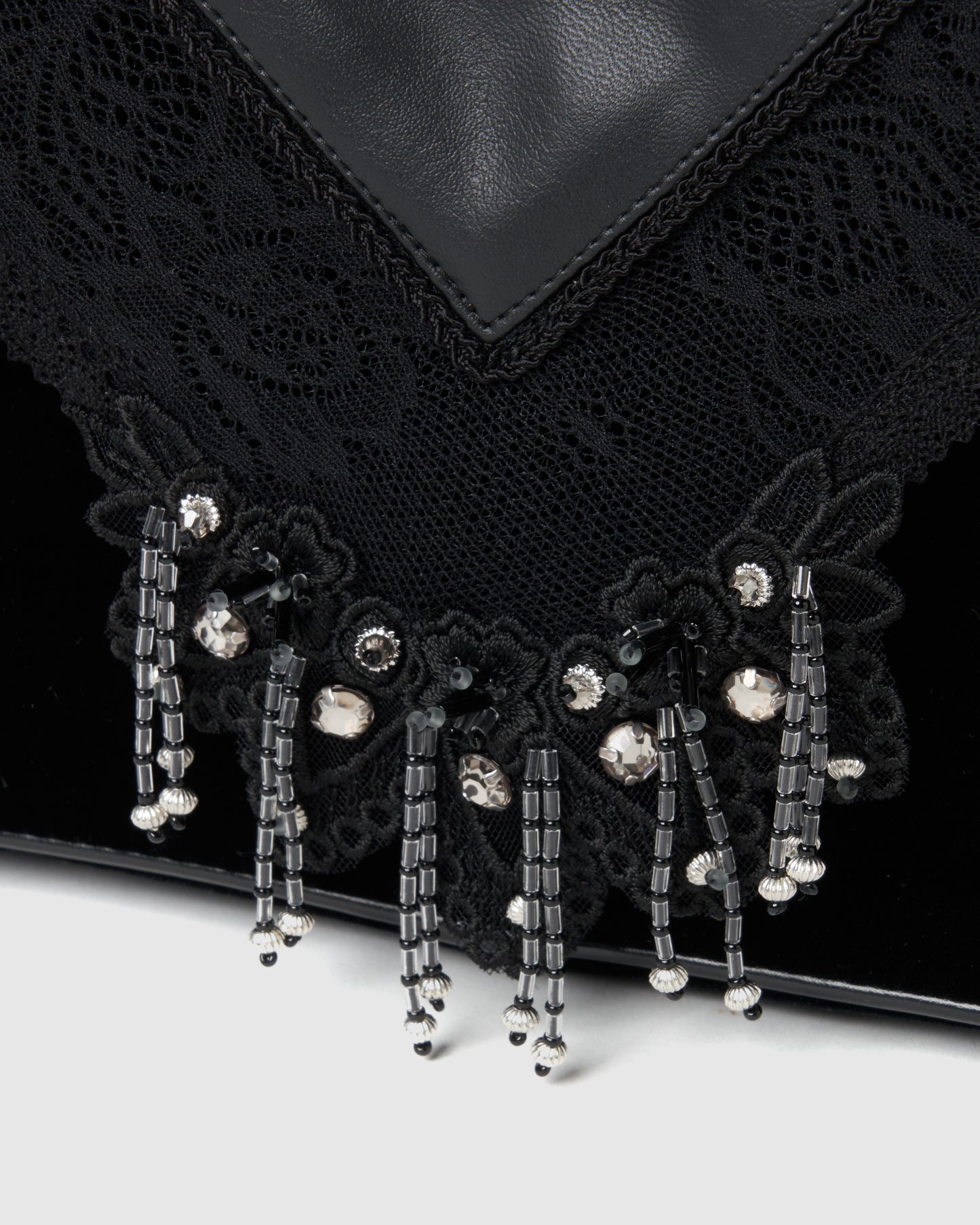 Black faux leather handkerchief motif 【Delivery in June 2025】