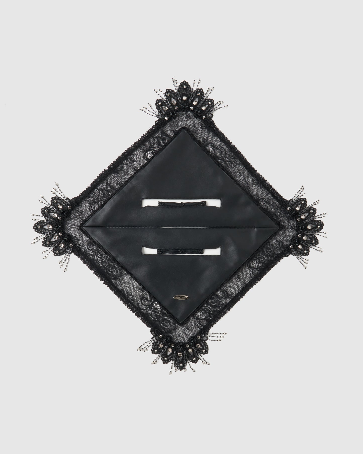 Black faux leather handkerchief motif 【Delivery in June 2025】