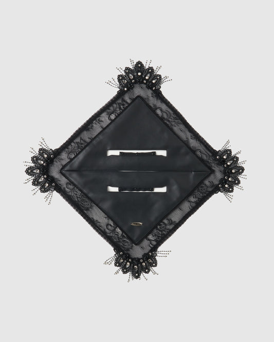 Black faux leather handkerchief motif 【Delivery in June 2025】