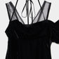 dropped shoulder velour cami dress【Delivery in July 2025】