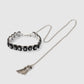 black leather bijou initial chain necklace【Delivery in August 2025】