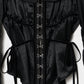front hook ribbon satin blouse Black【stock】