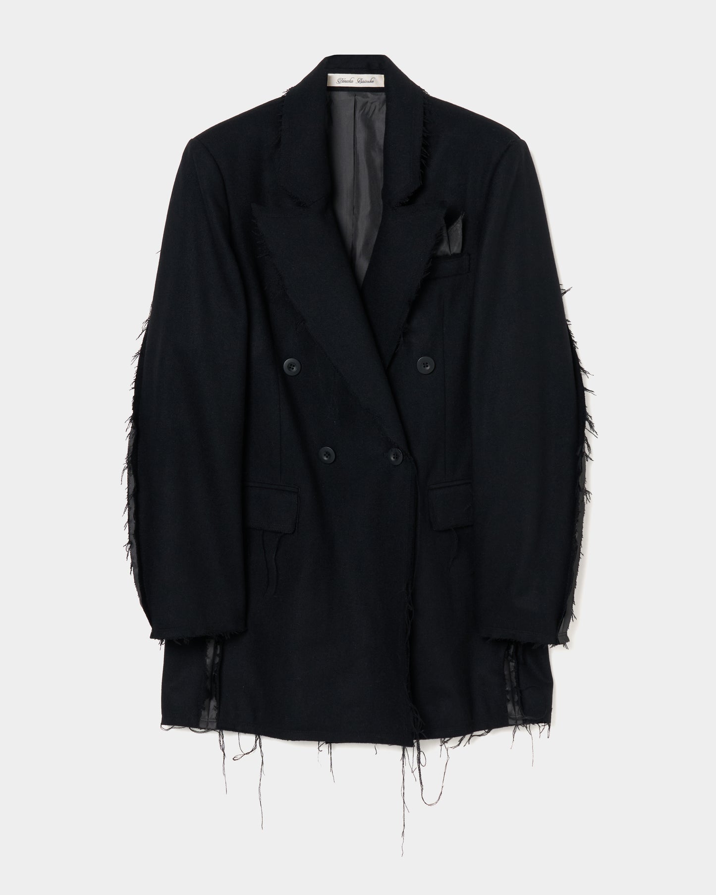 seam frayed melton coat Black【Delivery in November 2025】