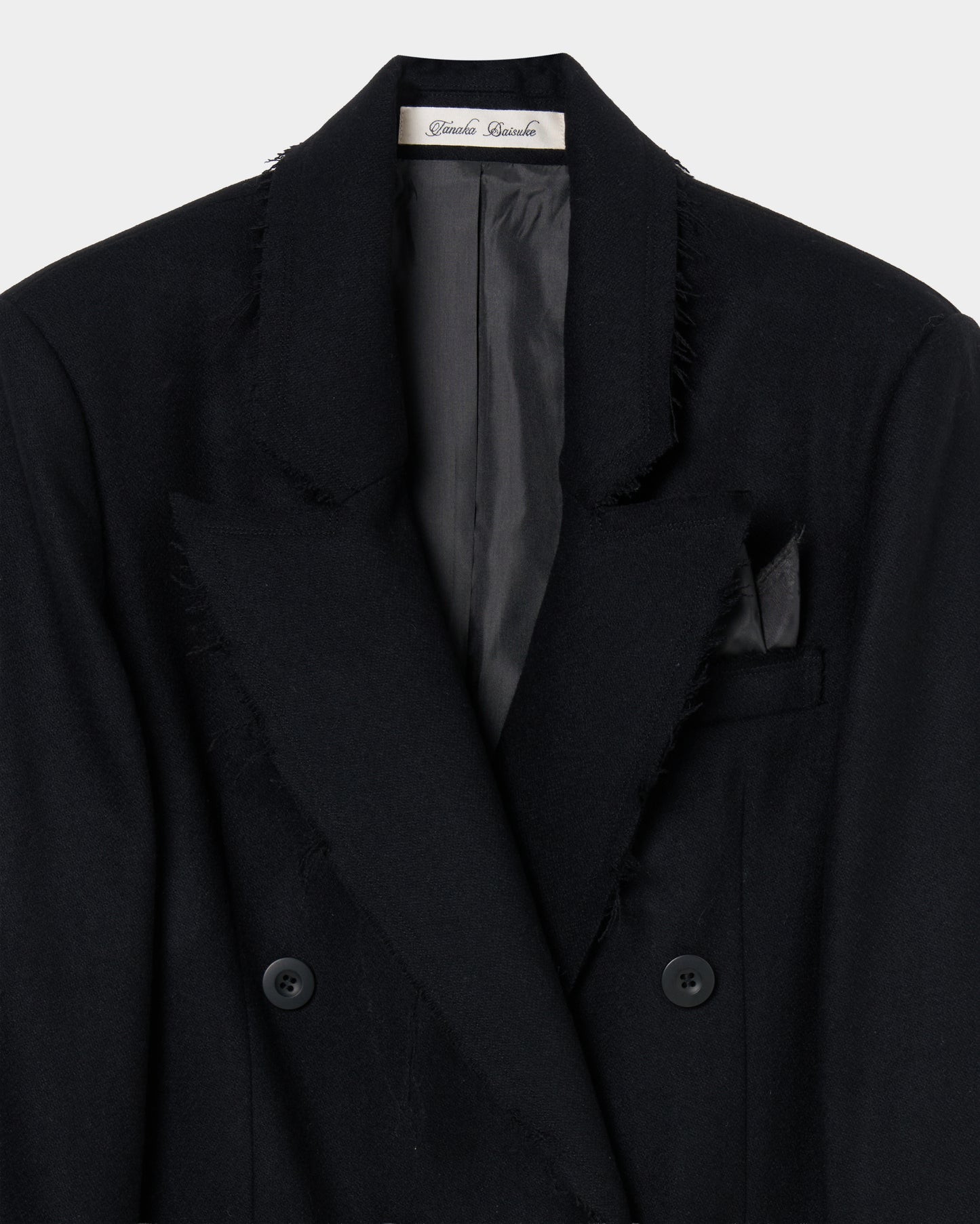 seam frayed melton coat Black【Delivery in November 2025】