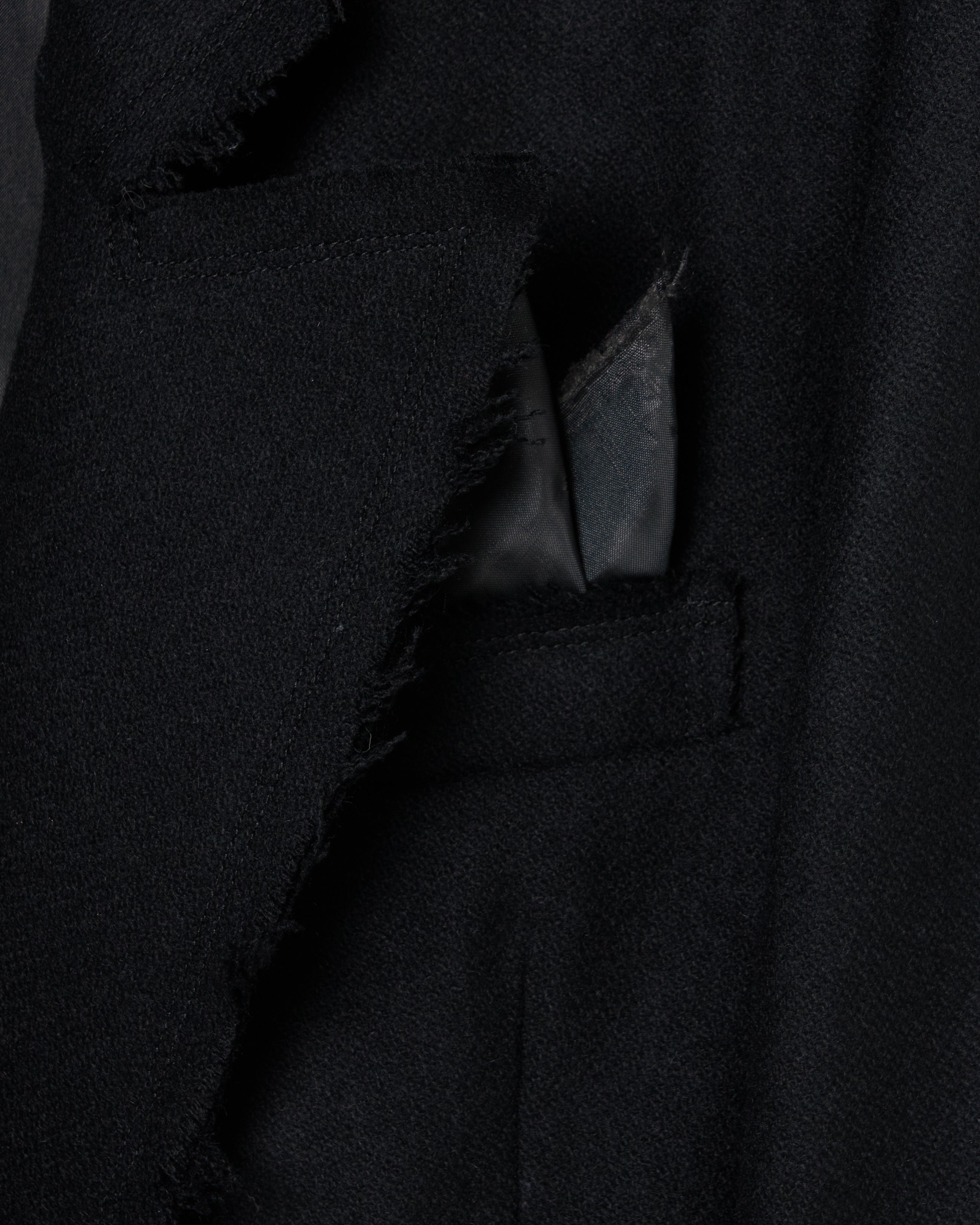 タナカダイスケ|seam frayed melton coat Black – tanakadaisuke