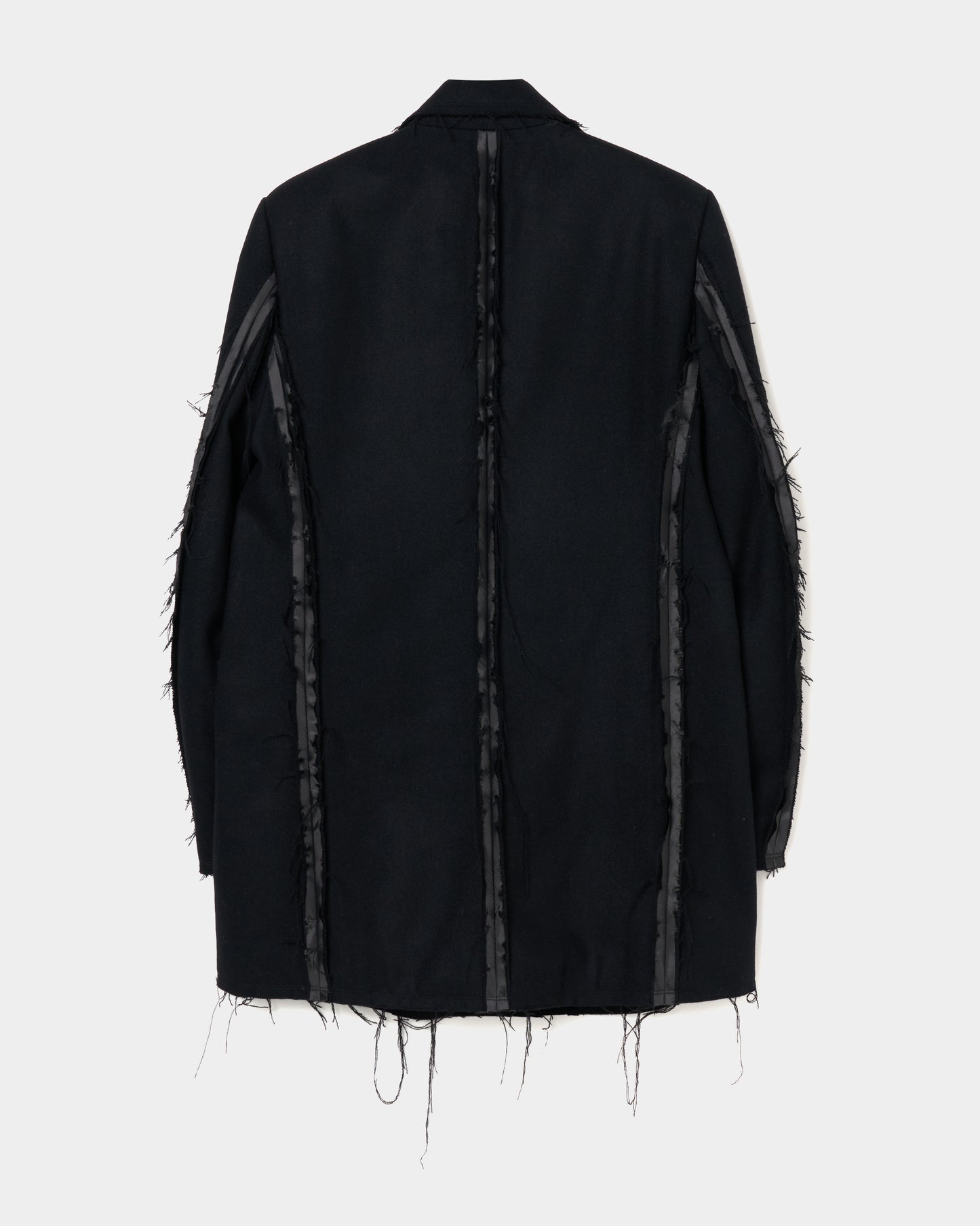 seam frayed melton coat Black【Delivery in November 2025】