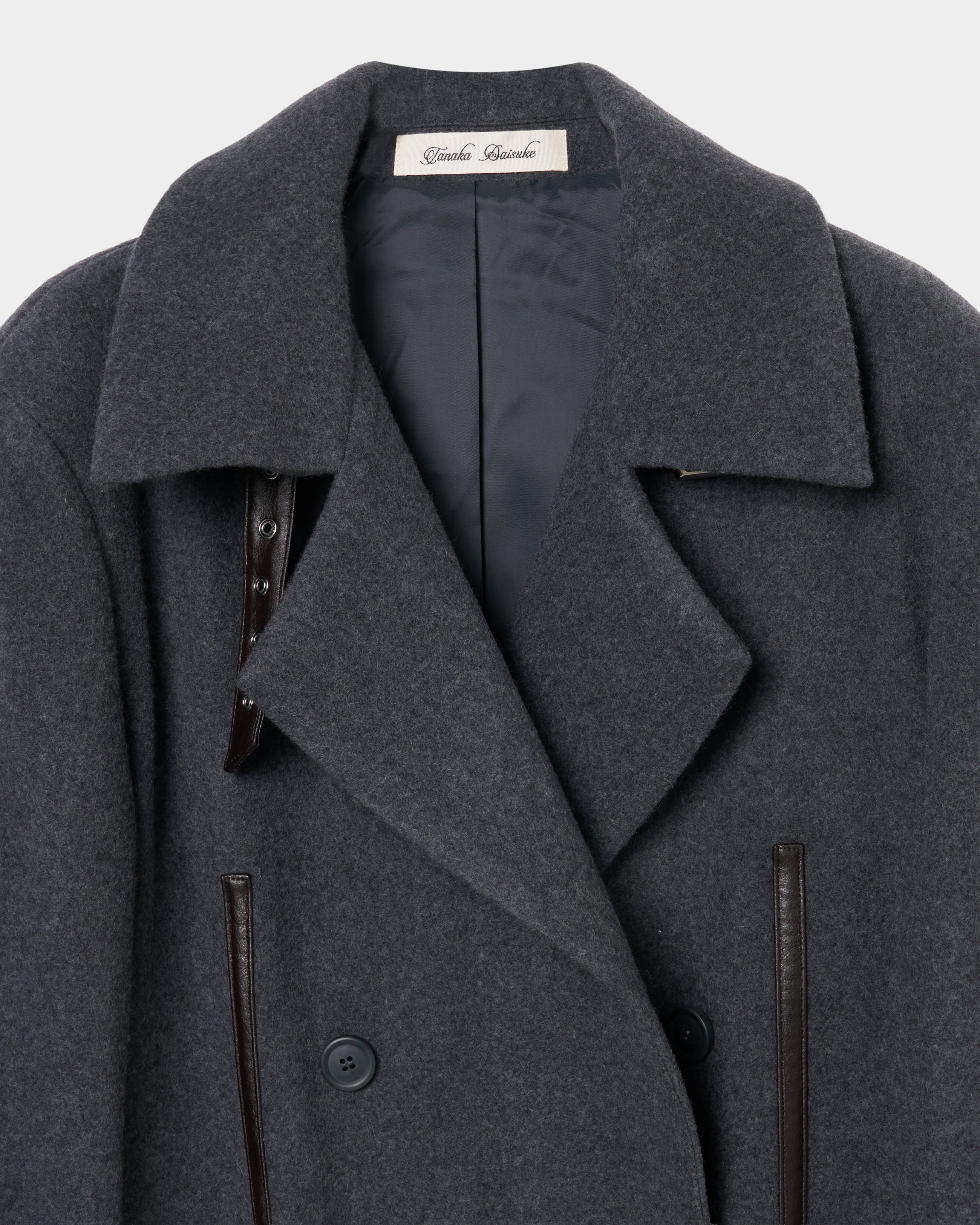 極美品 OVERCOAT F22J011-NKBW ウールコート2 グレー タナカダイスケ|lace up soutien collar coat Gray – tanakadaisuke